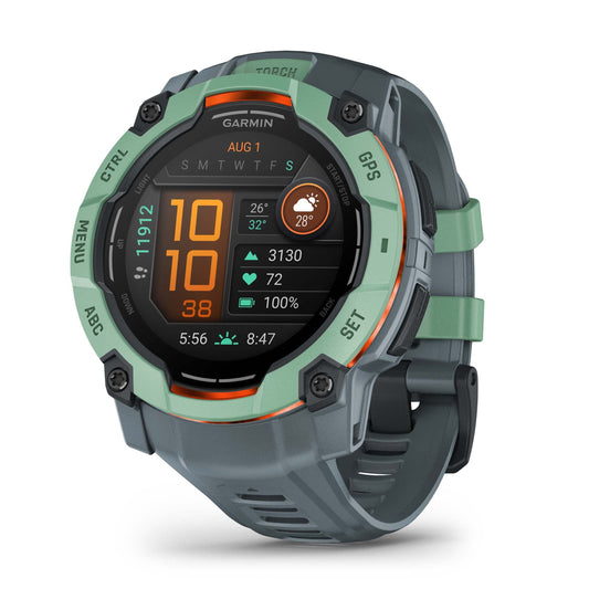 Reloj Garmin Instinct 3 - 50mm, AMOLED Verde con Correa Gris 010-03020-01