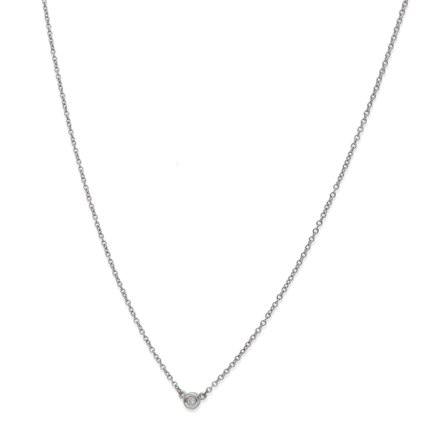 Collar con Colgante Clarise con Diamante y Oro Blanco "Punto de Luz"