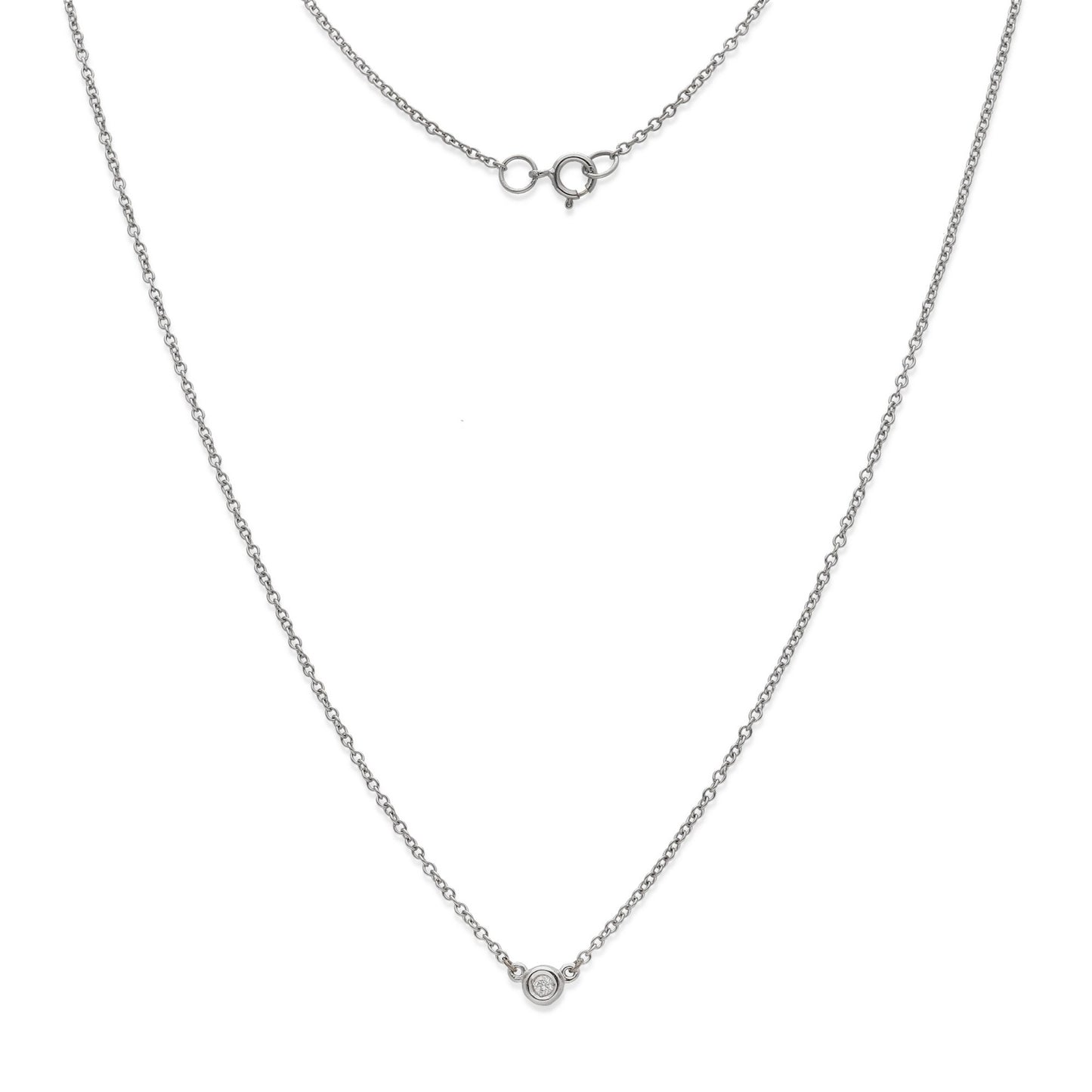Collar con Colgante Clarise con Diamante y Oro Blanco "Punto de Luz"
