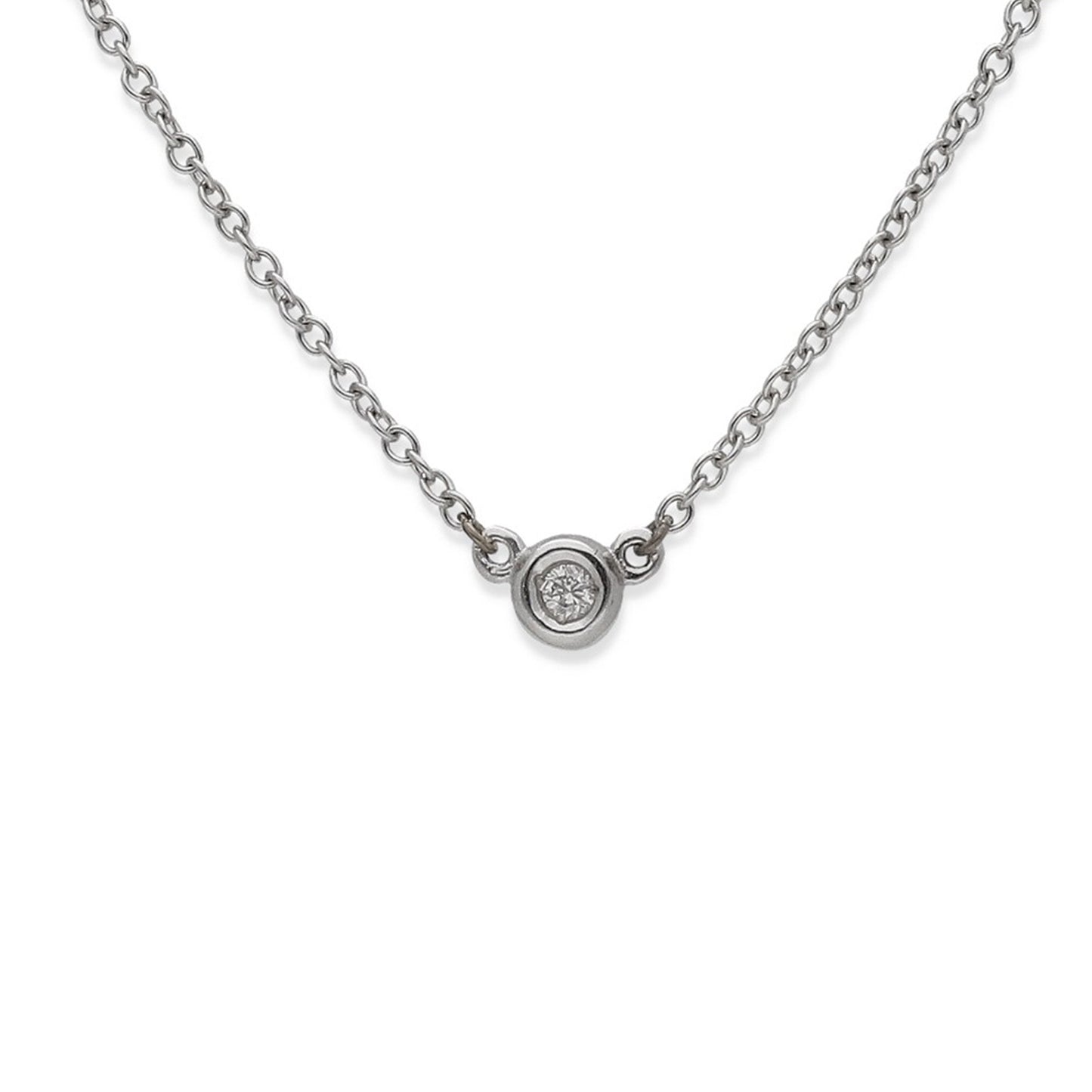 Collar con Colgante Clarise con Diamante y Oro Blanco "Punto de Luz"