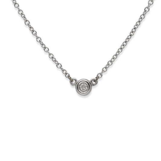 Collar con Colgante Clarise con Diamante y Oro Blanco "Punto de Luz"