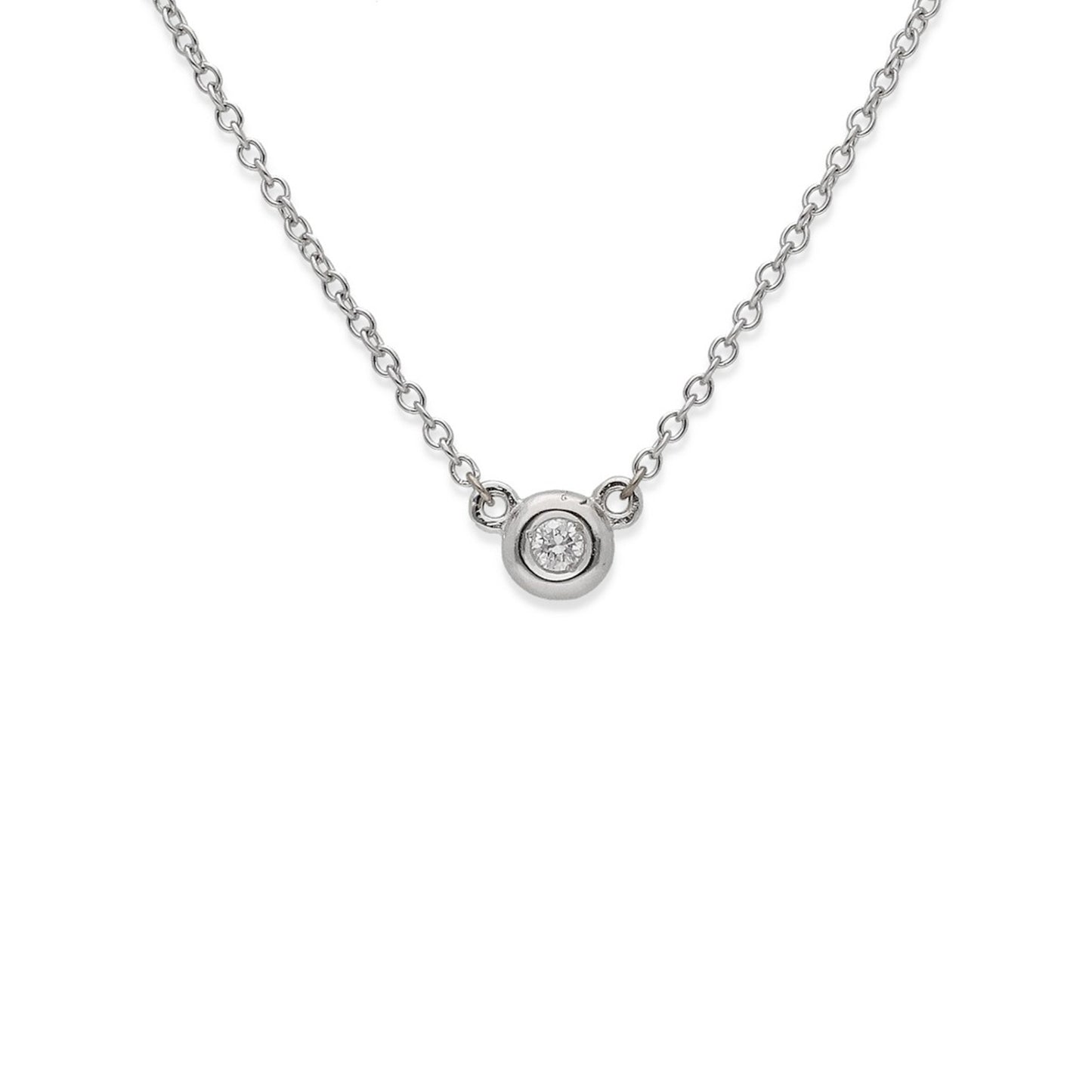 Collar con Colgante Liberty con Diamante y Oro Blanco "Punto de Luz"