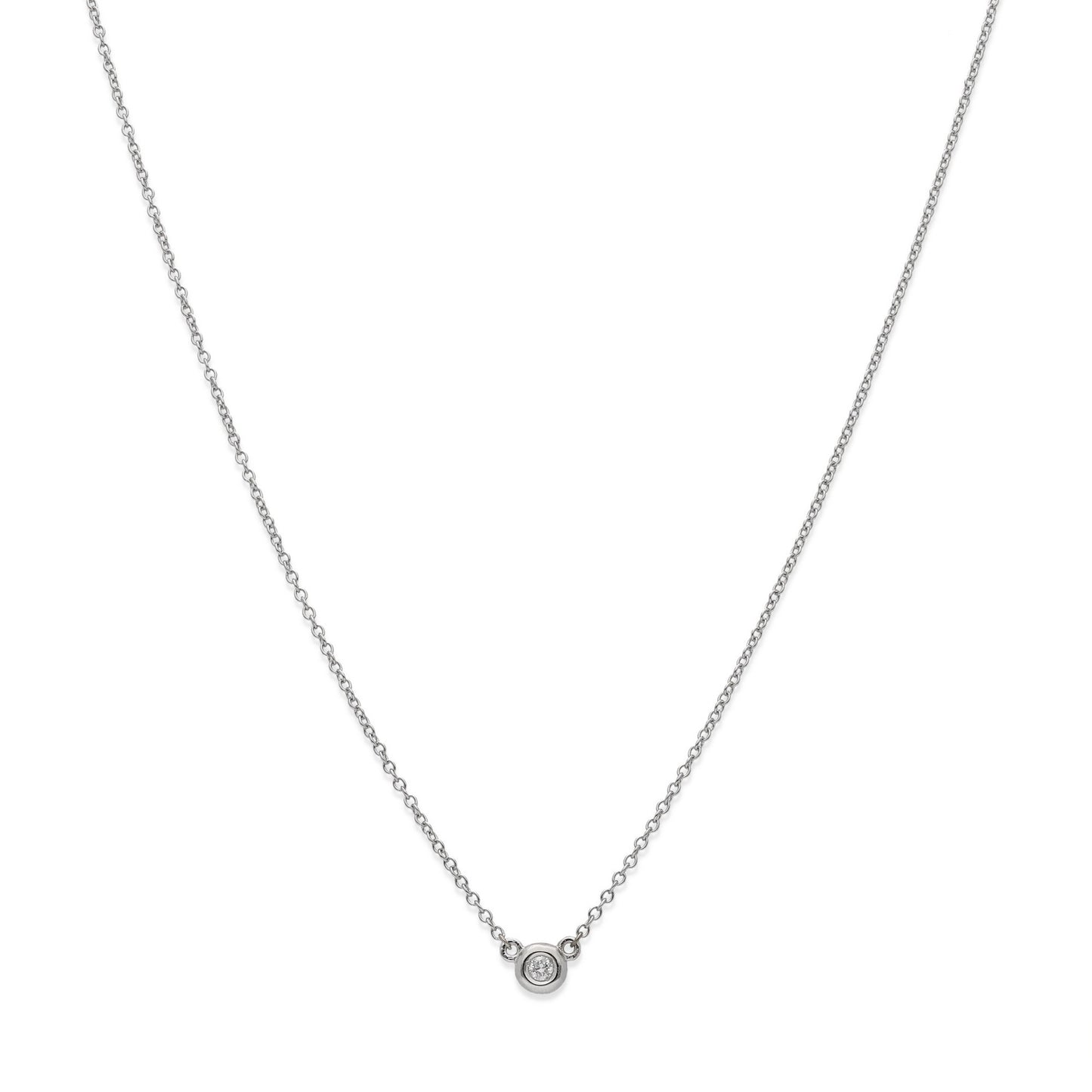 Collar con Colgante Liberty con Diamante y Oro Blanco "Punto de Luz"