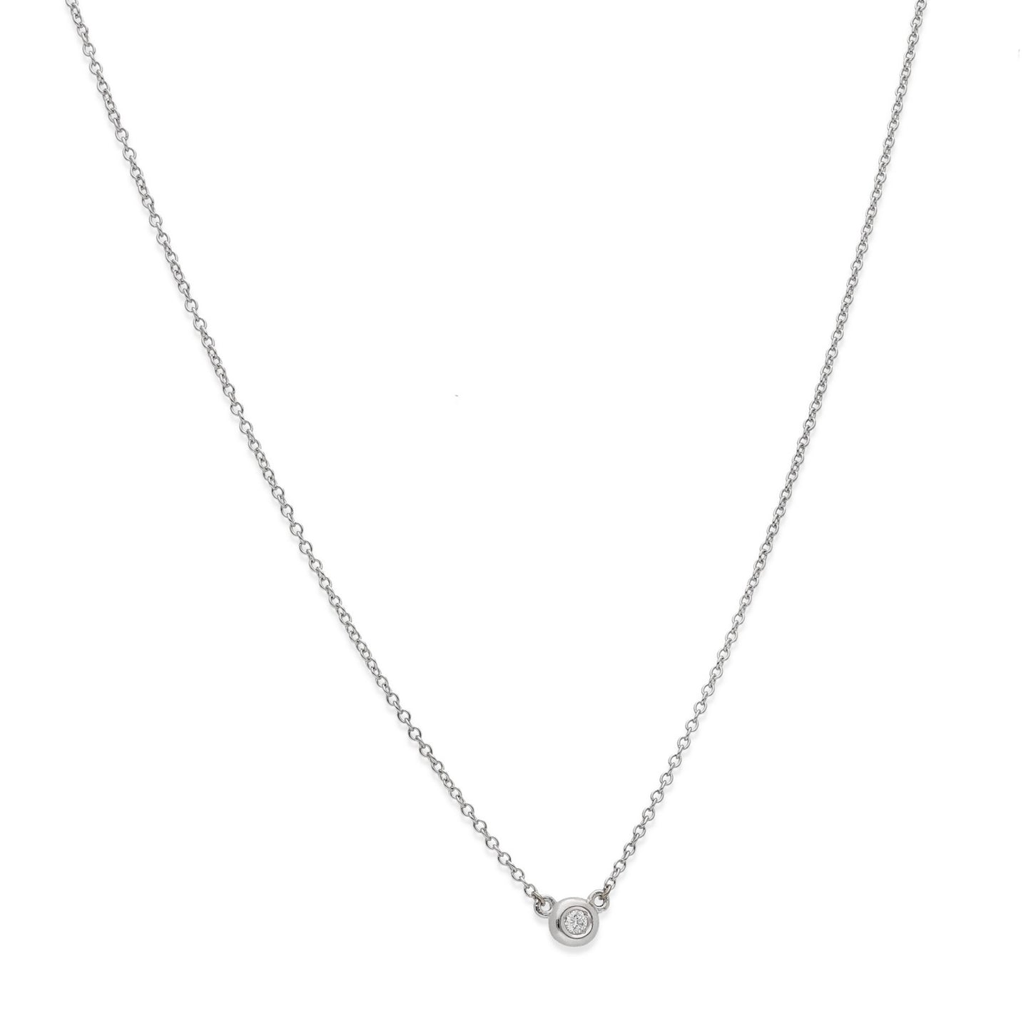 Collar con Colgante Liberty con Diamante y Oro Blanco "Punto de Luz"