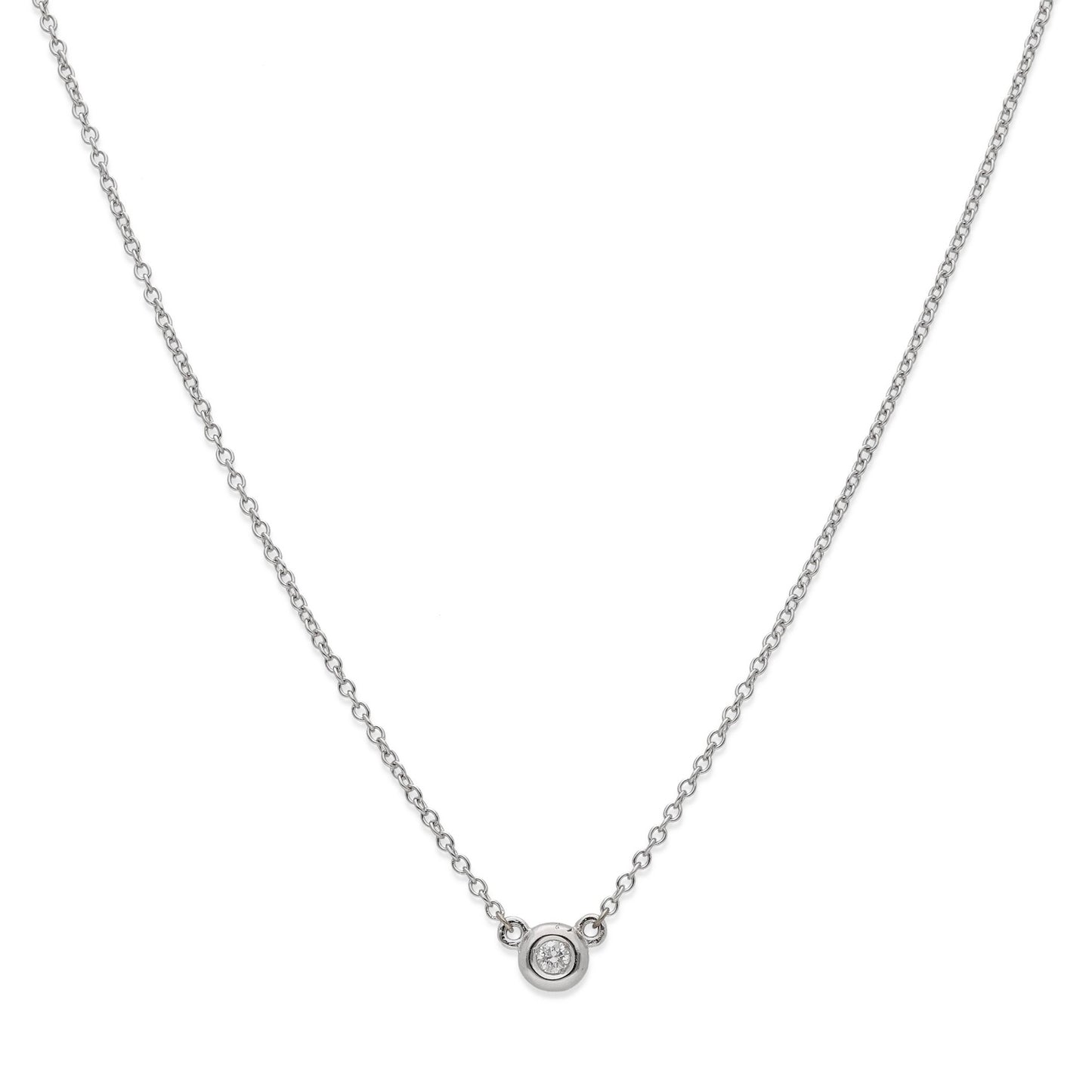 Collar con Colgante Liberty con Diamante y Oro Blanco "Punto de Luz"