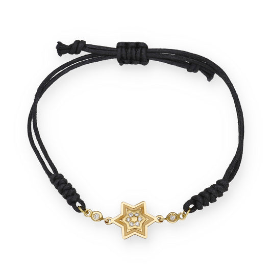 Pulsera Macramé Estrella en Oro de Ley 18k y Diamantes