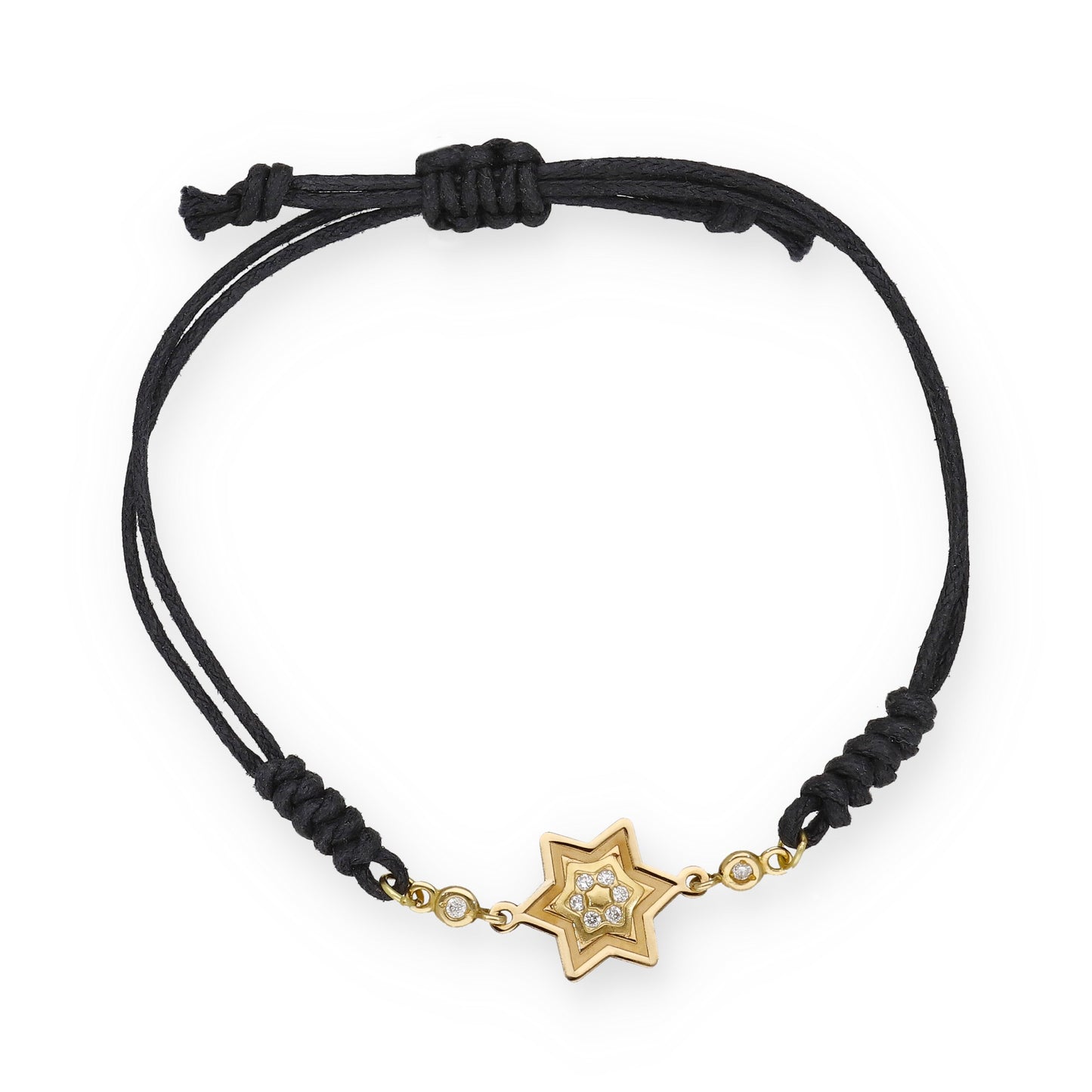 Pulsera Macramé Estrella en Oro de Ley 18k y Diamantes