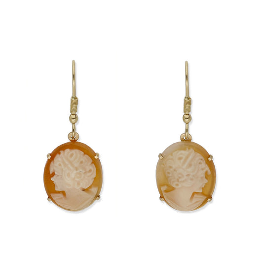 Pendientes Camafeo Coral en Oro de 18K