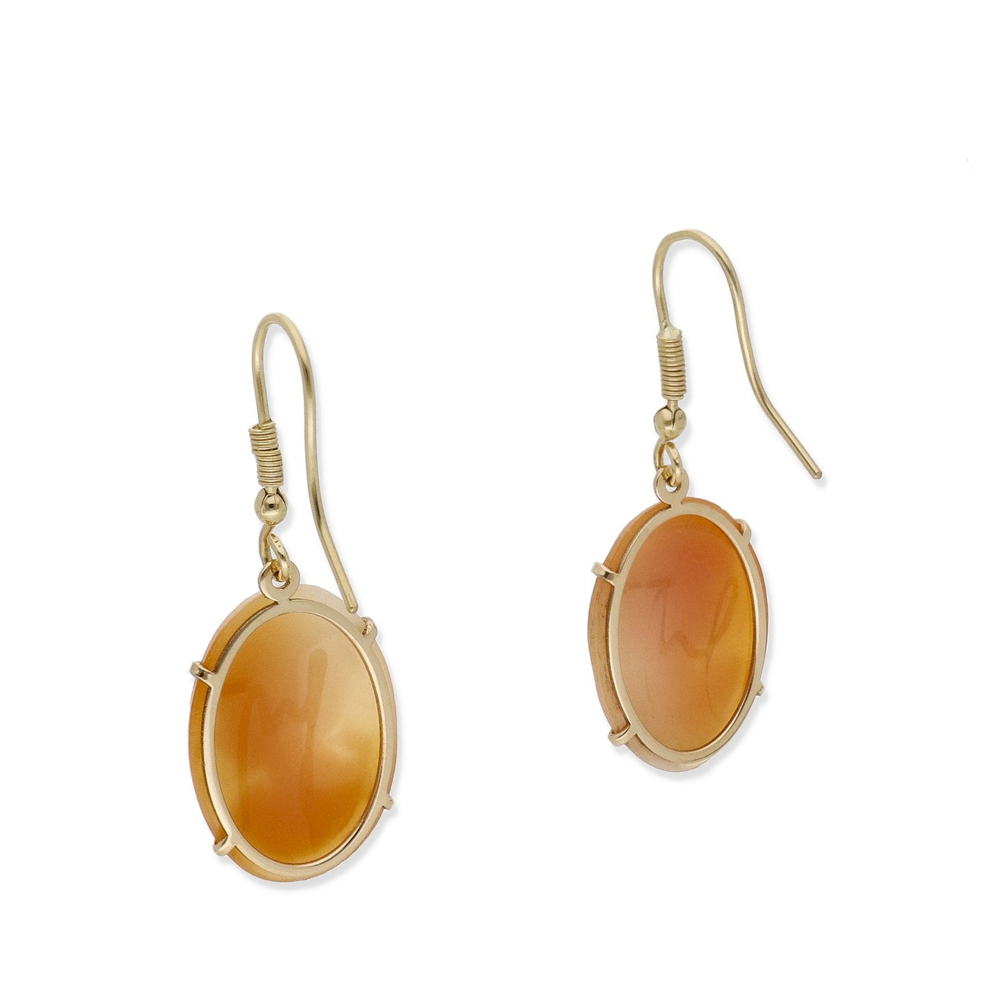 Pendientes Camafeo Coral en Oro de 18K