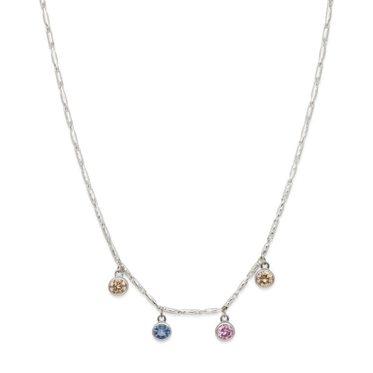 Gargantilla de Plata de Ley 925 con Piedras de Color