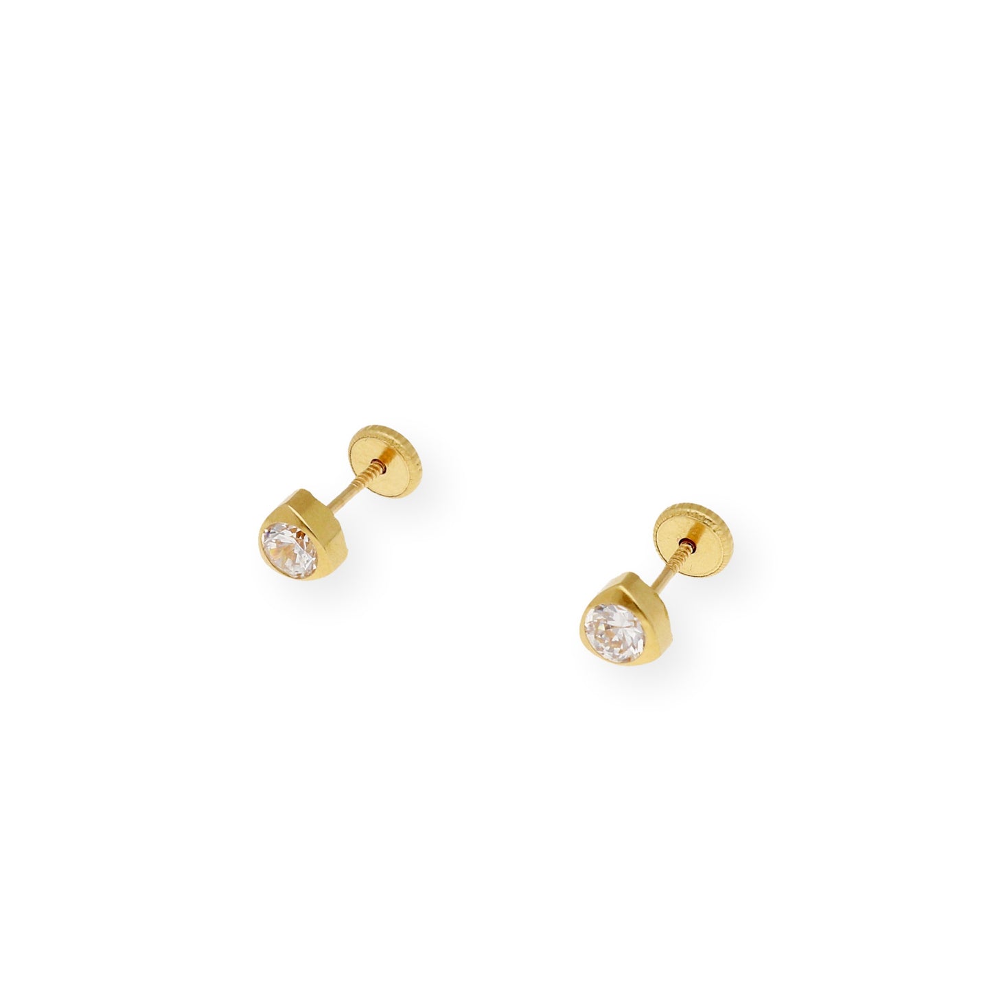 Pendientes Bebé Triángulo 3 mm en Oro 18K con Circonitas