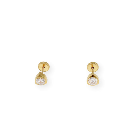 Pendientes Bebé Triángulo 4 mm en Oro 18K con Circonitas