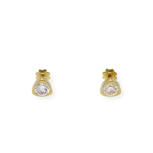Pendientes Bebé Triángulo 6 mm en Oro 18K con Circonitas
