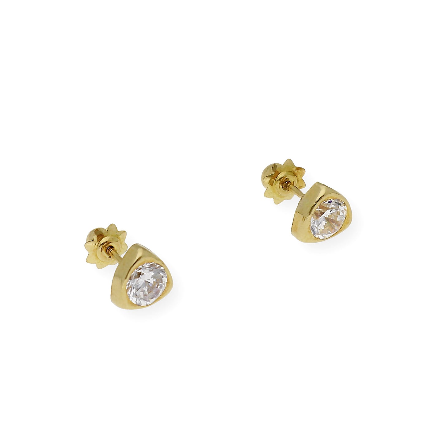 Pendientes Bebé Triángulo 6 mm en Oro 18K con Circonitas