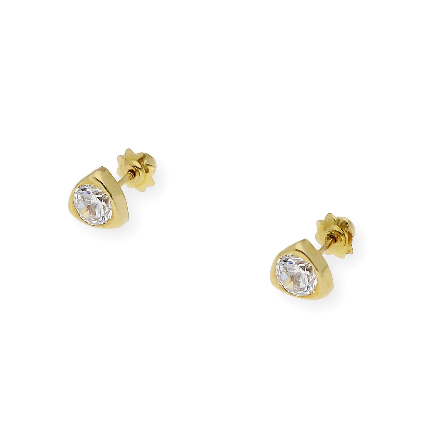 Pendientes Bebé Triángulo 6 mm en Oro 18K con Circonitas