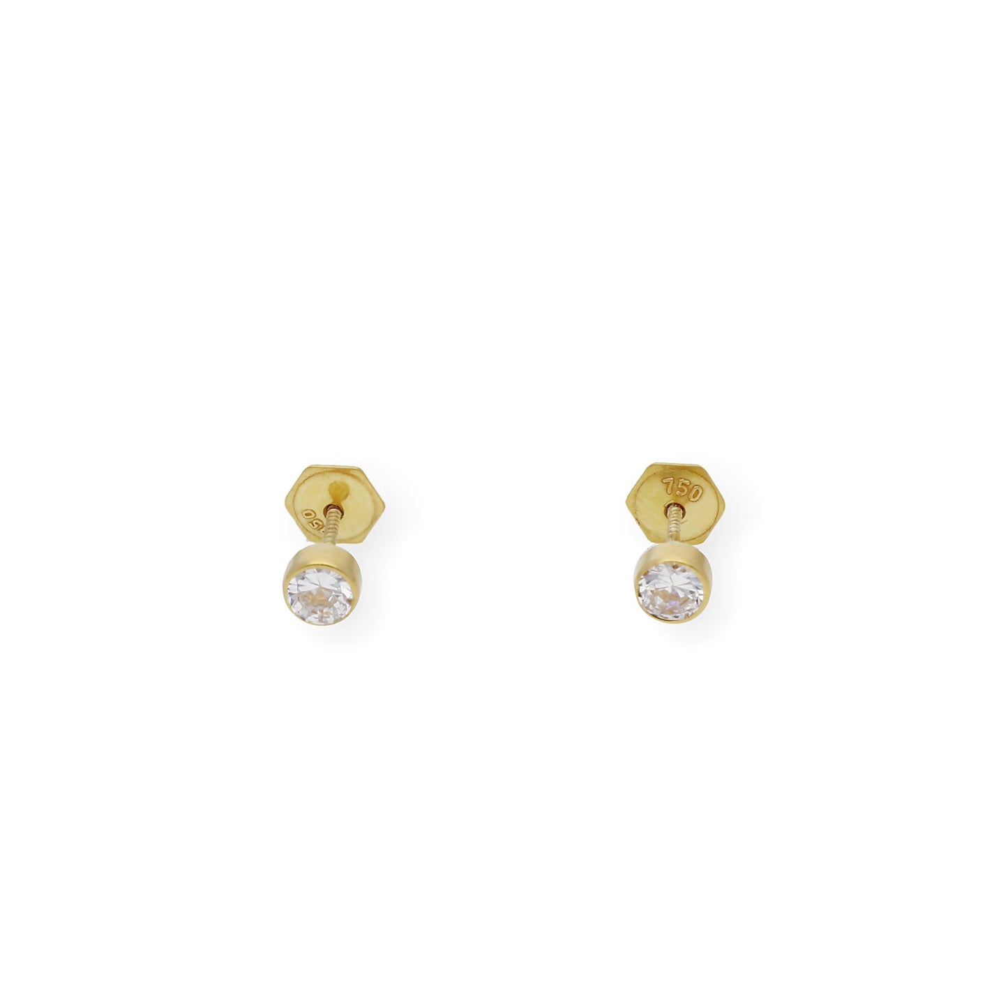 Pendientes Bebé Redondo 4 mm Oro 18K con Circonitas
