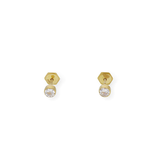 Pendientes Bebé Redondo 4 mm Oro 18K con Circonitas
