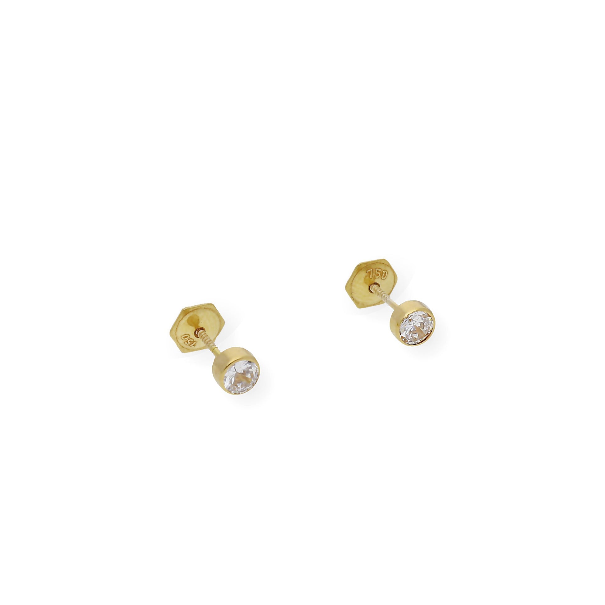 Pendientes Bebé Redondo 4 mm Oro 18K con Circonitas
