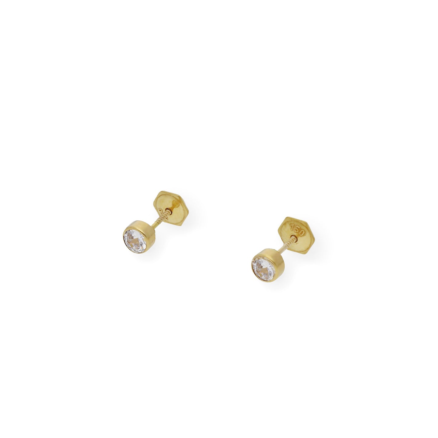Pendientes Bebé Redondo 4 mm Oro 18K con Circonitas