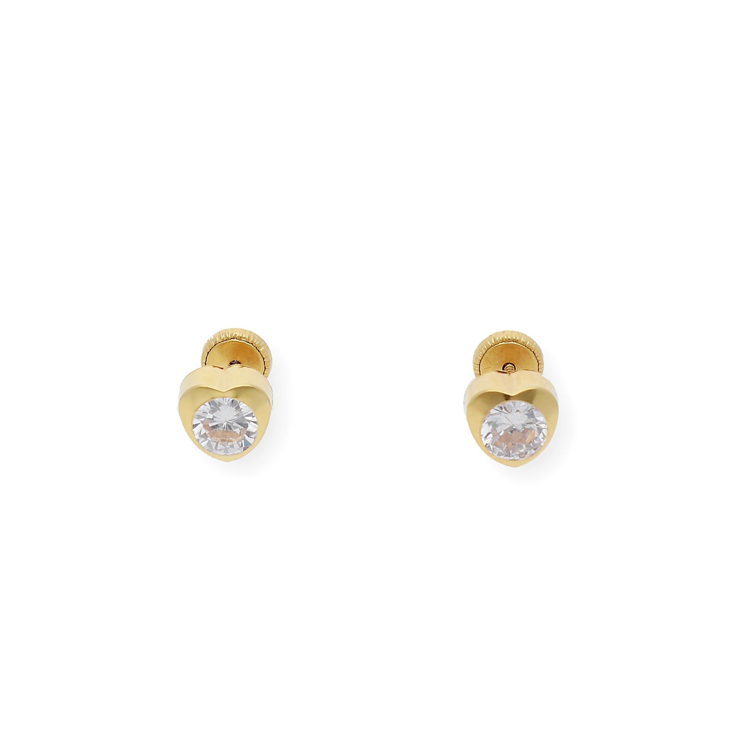 Pendientes Bebé Corazón 5 mm Oro 18K con Circonitas