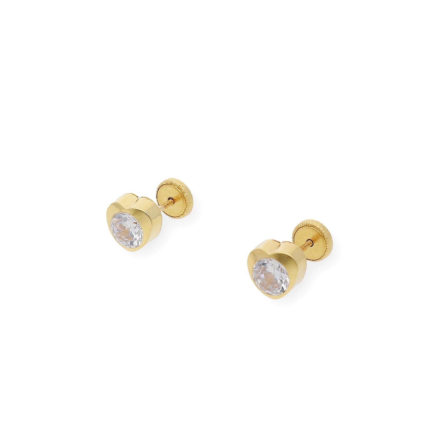 Pendientes Bebé Corazón 5 mm Oro 18K con Circonitas