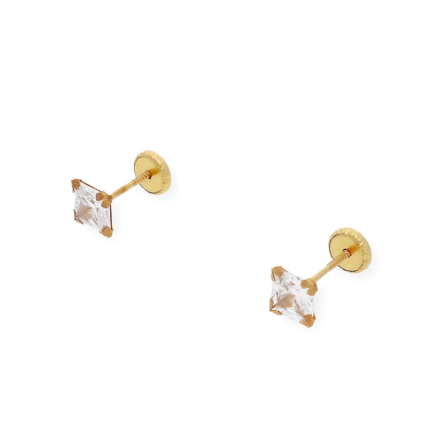 Pendientes Bebé Cuadrado 5 mm en Oro 18K con Circonitas