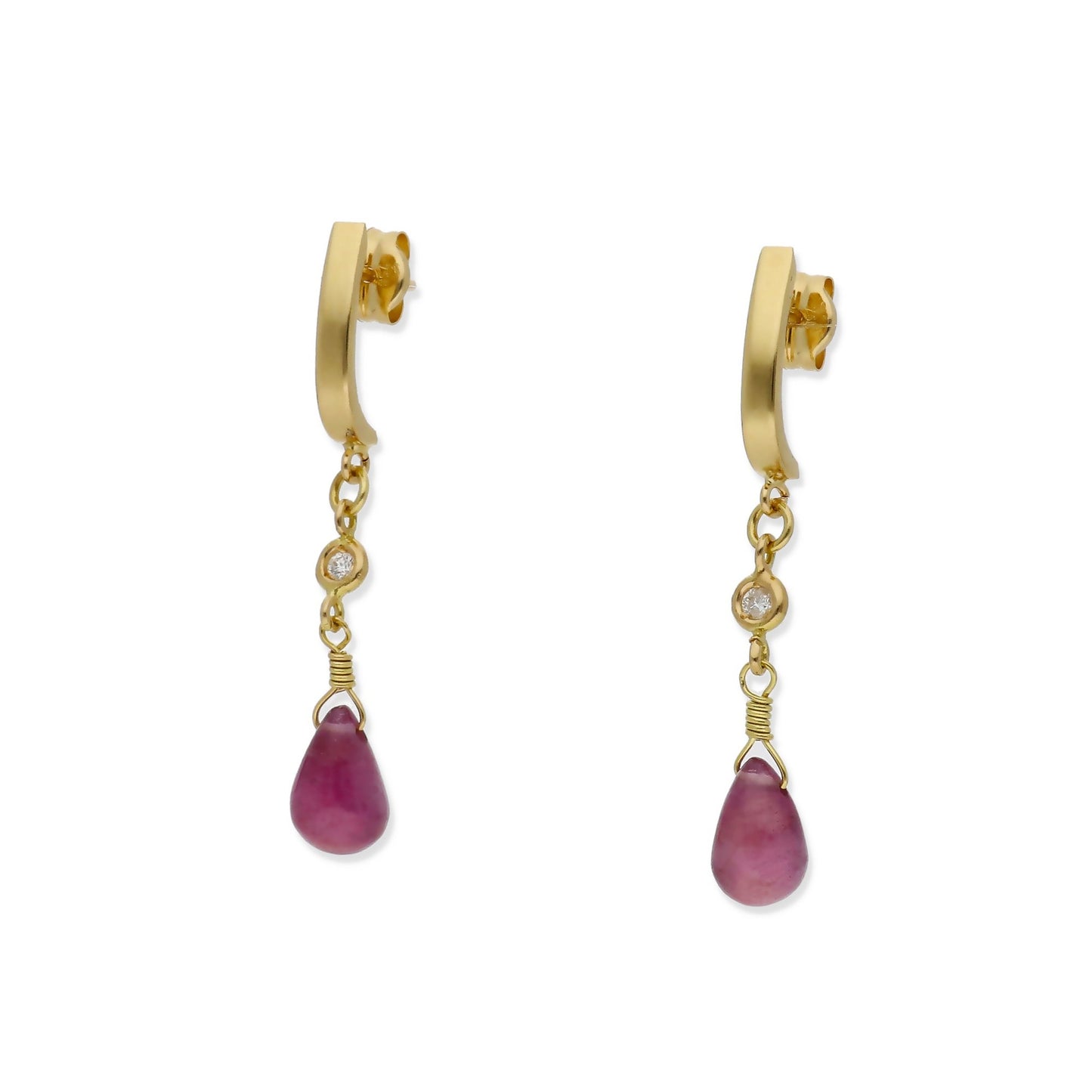 Pendientes Lota en Oro Blanco 18K con Diamantes y Rubíes