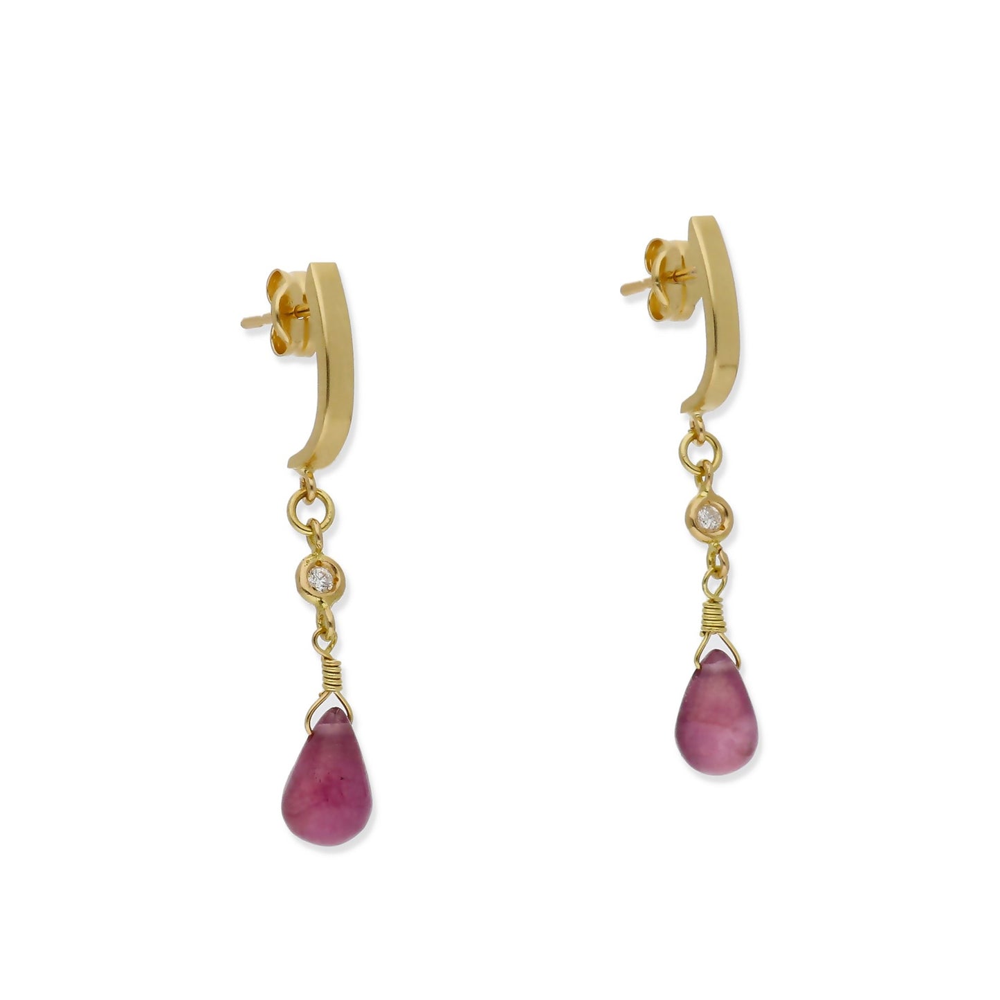 Pendientes Lota en Oro Blanco 18K con Diamantes y Rubíes