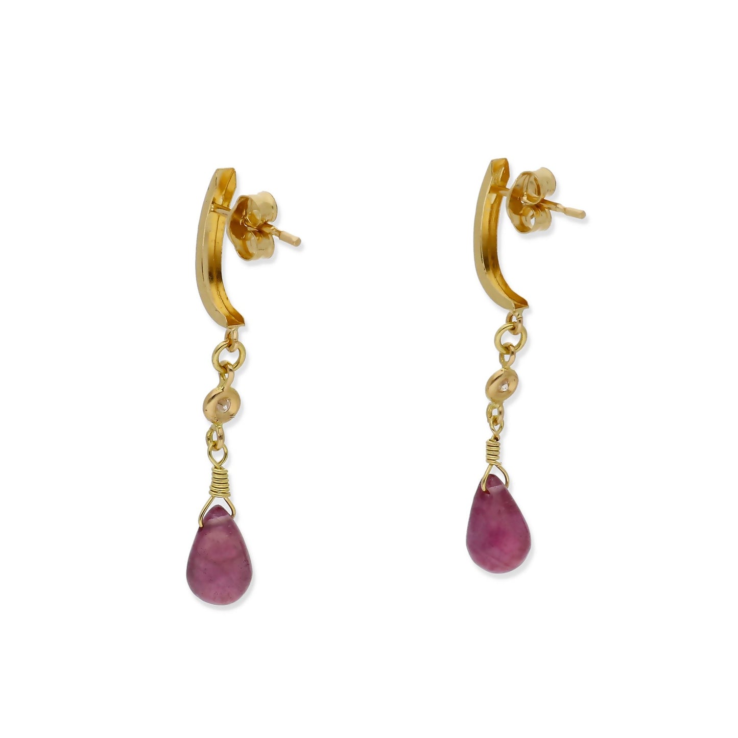 Pendientes Lota en Oro Blanco 18K con Diamantes y Rubíes