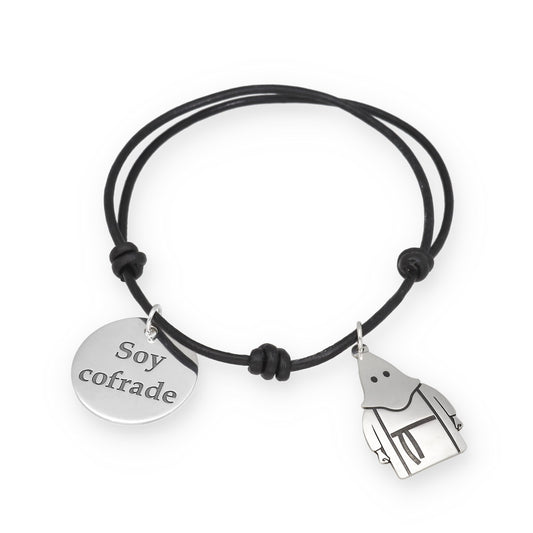 Pulsera Soy Cofrade en Cuero y Plata de Ley 925