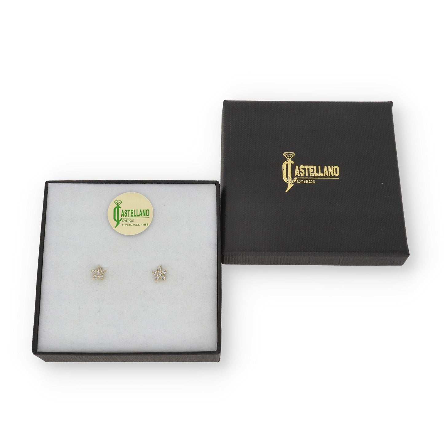 Pendiente Flor de Oro Amarillo 18kt Con Brillantes