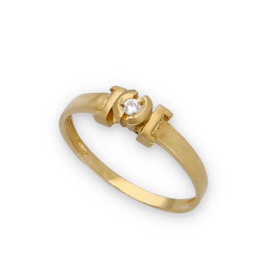 Anillo Tunsak en Oro de 18K con Circonita Central