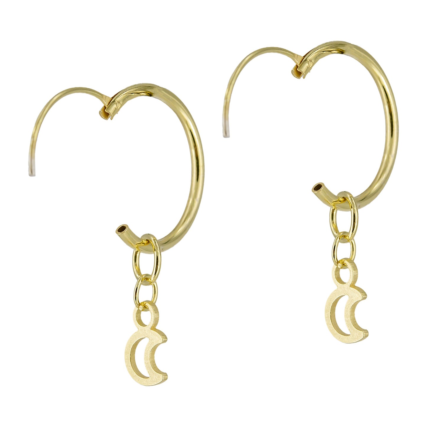 Pendientes de Aro con Media Luna en Plata de Ley 925 Bañada en Oro 18K