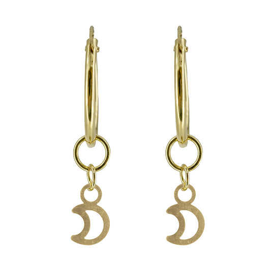 Pendientes de Aro con Media Luna en Plata de Ley 925 Bañada en Oro 18K