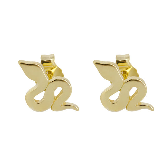 Pendientes Botón de Serpiente en Plata de Ley 925 Bañada en Oro 18K