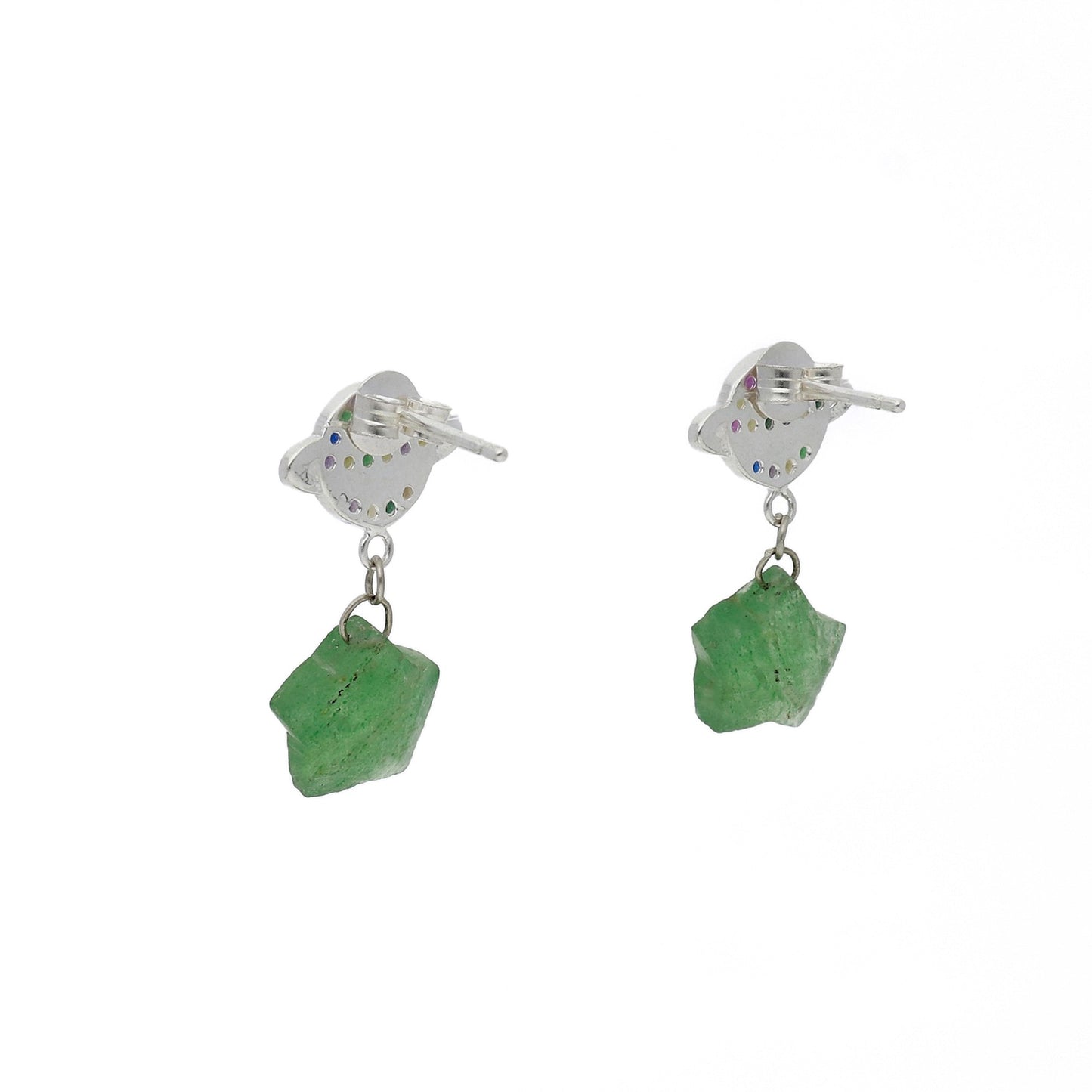 Pendientes de Saturno en Plata de Ley 925 con Piedras de Colores