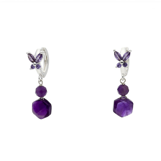 Pendientes de Mariposa con Amatistas en Plata de Ley 925