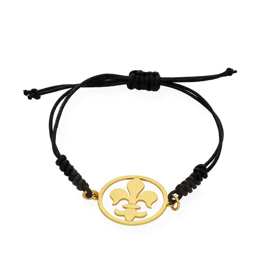 Pulsera Macramé Flor de Lis en Plata de Ley 925 Bañado en Oro 18K