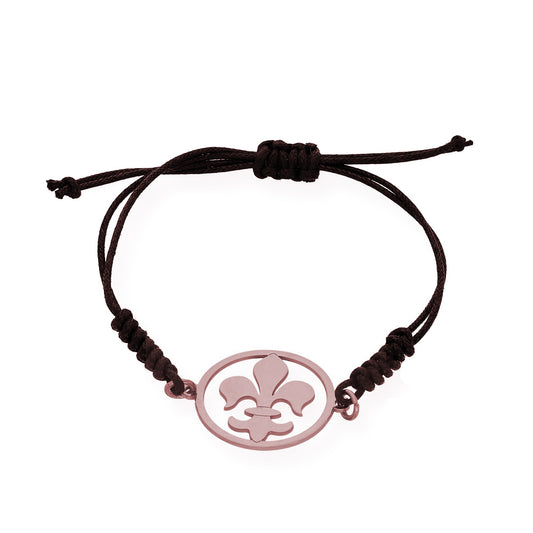 Pulsera Macramé Flor de Lis en Plata de Ley 925 Bañado en Oro Rosa 18K