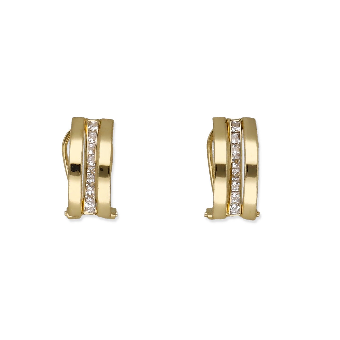 Pendientes Medio Aro en Oro de Ley 18K con Circonitas