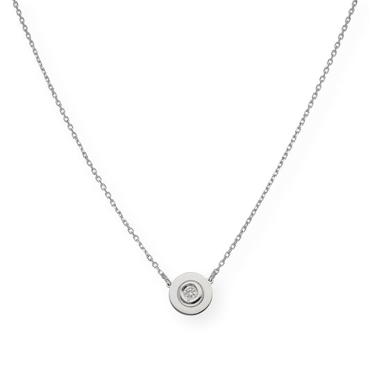 Collar con Colgante de Oro Blanco 18k y Diamante