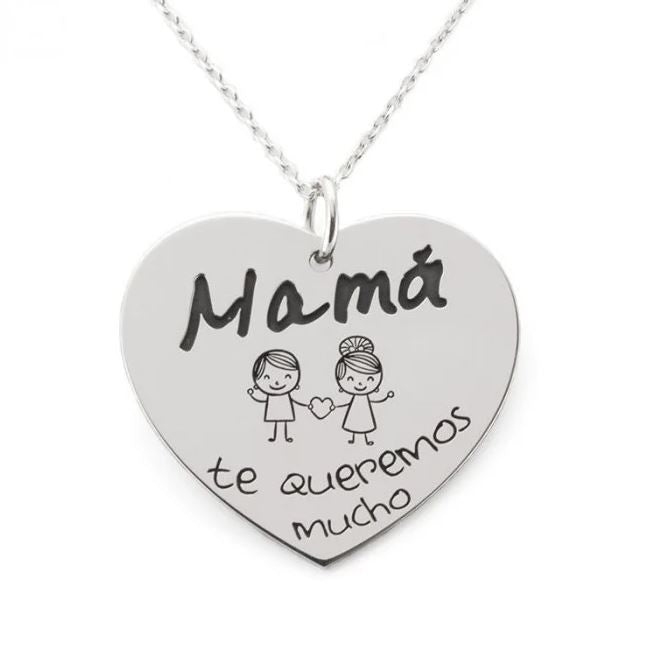Colgante Mamá Forma de Corazón en Plata de Ley