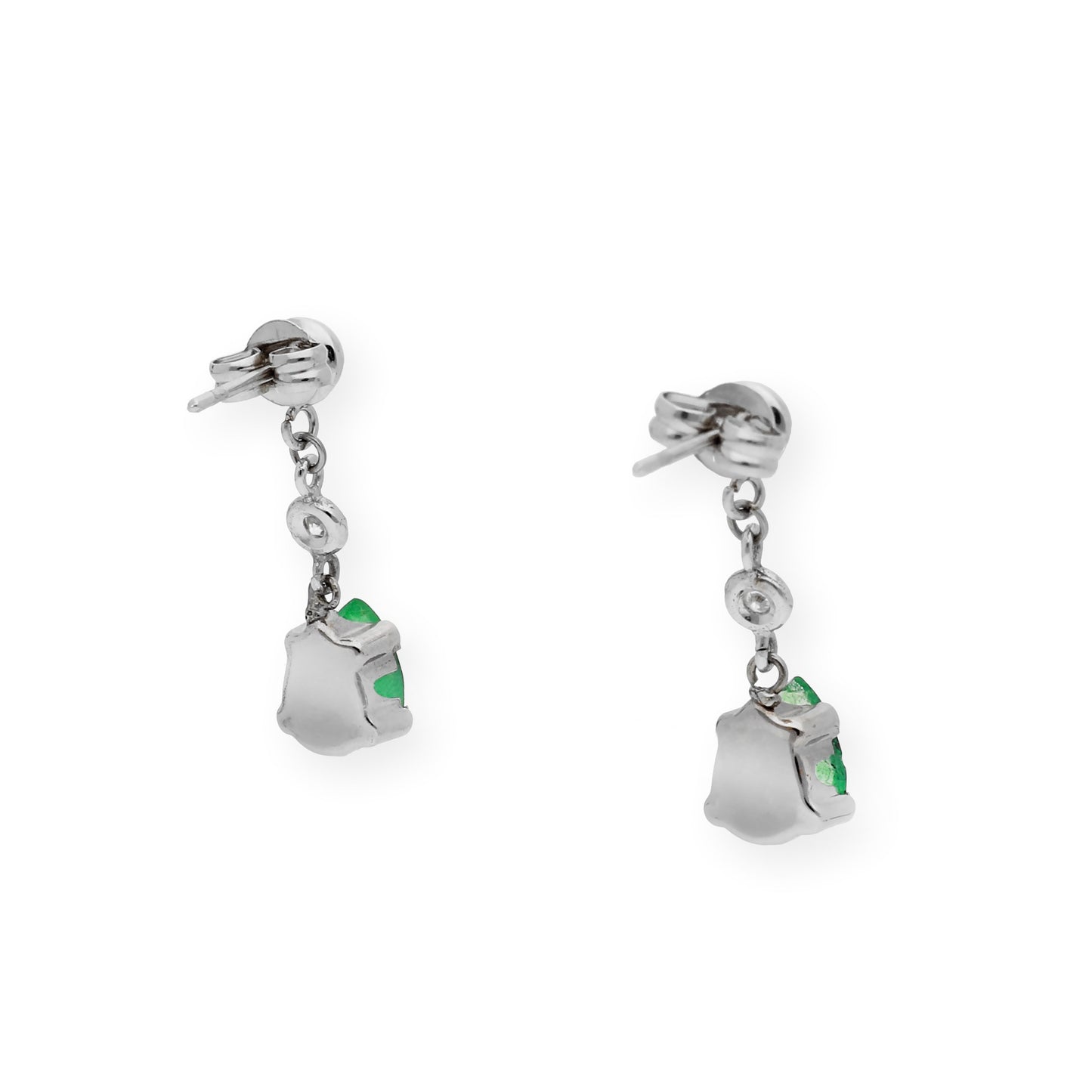 Pendientes Lily en Oro Blanco 18k con Diamantes y Esmeraldas