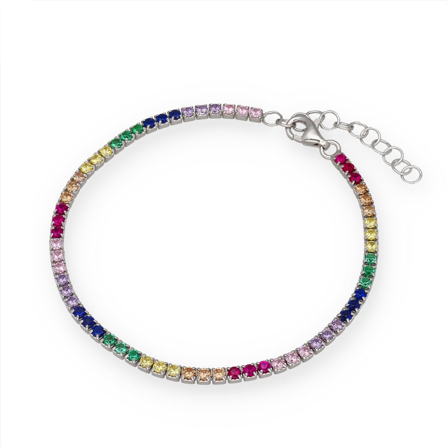 Pulsera Riviere en Plata de Ley 925 con Circonitas Multicolor