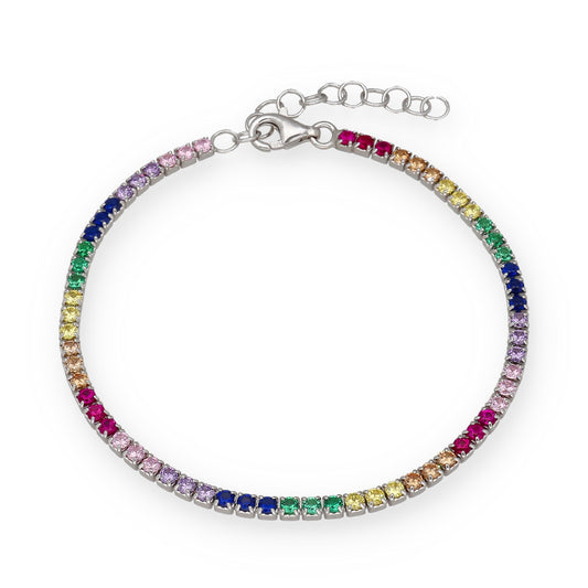 Pulsera Riviere en Plata de Ley 925 con Circonitas Multicolor