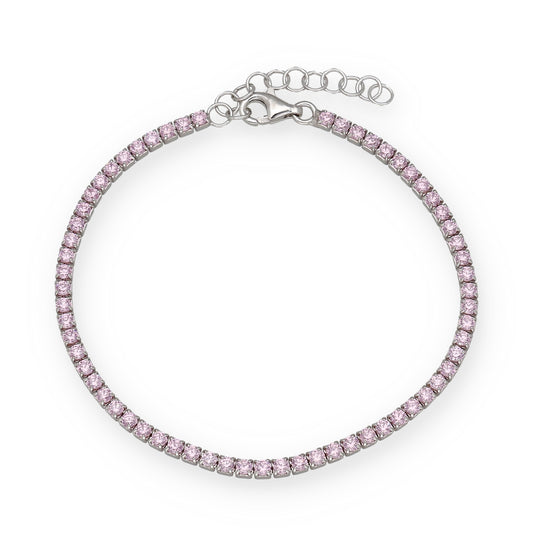 Pulsera Riviere en Plata de Ley 925 con Circonitas Rosas