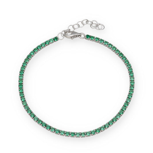 Pulsera Riviere en Plata de Ley 925 con Circonitas Verdes