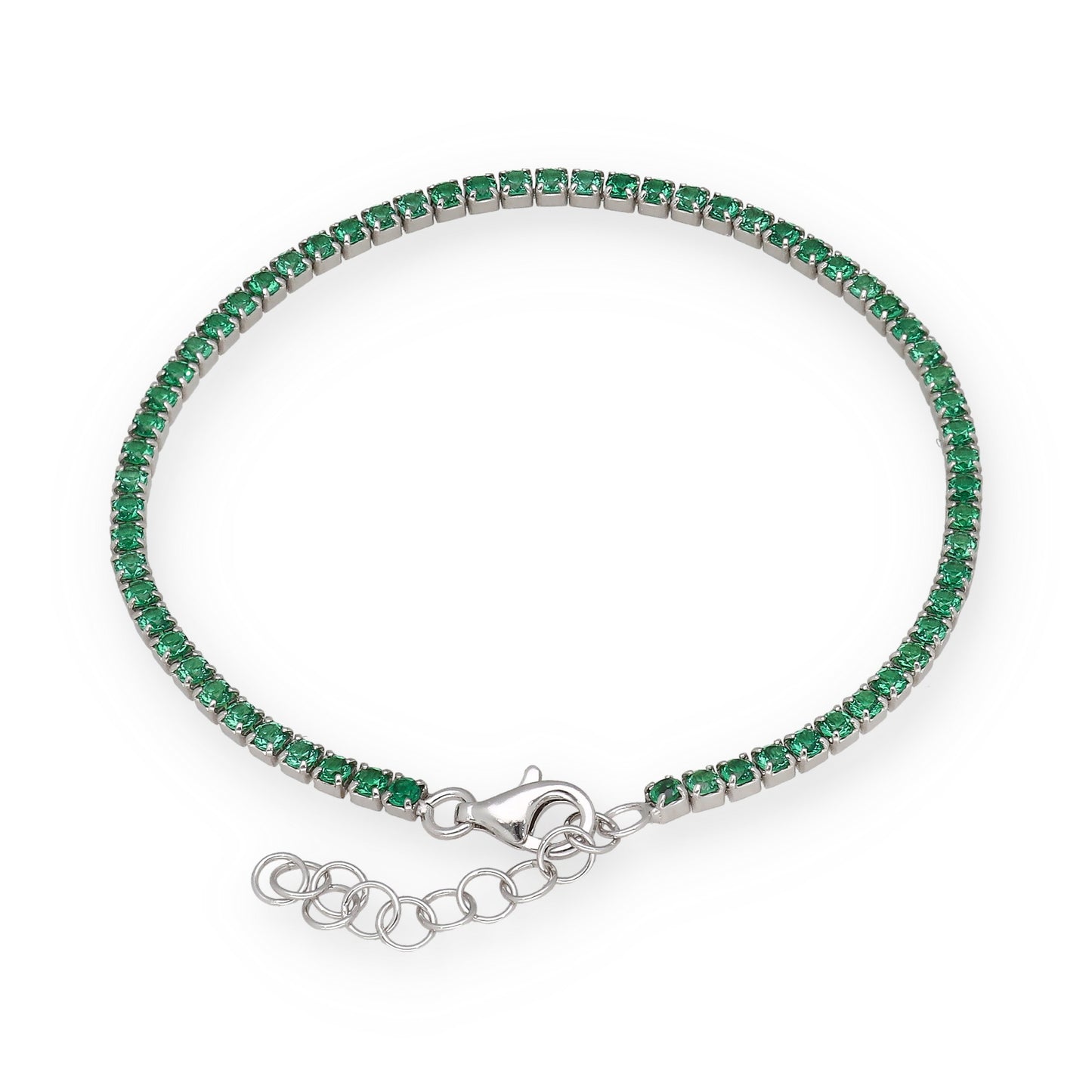 Pulsera Riviere en Plata de Ley 925 con Circonitas Verdes