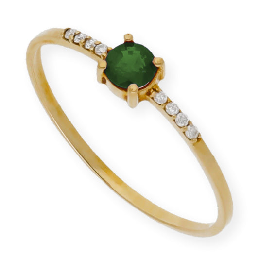 Anillo Chiara en Oro 18K con Esmeralda y Diamantes
