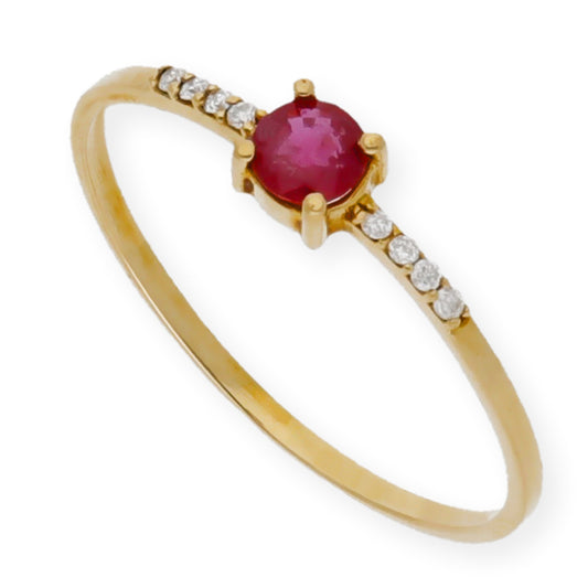 Anillo Chiara en Oro 18K con Rubí y Diamantes